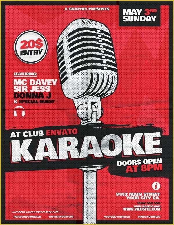 Karaoke Flyer Template Free Of 24 Awesome Karaoke Flyer Templates & Creatives Psd