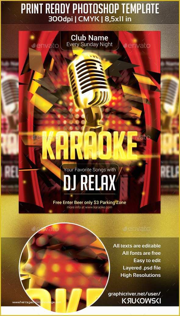 Karaoke Flyer Template Free Of Karaoke Club Flyer by Krukowski