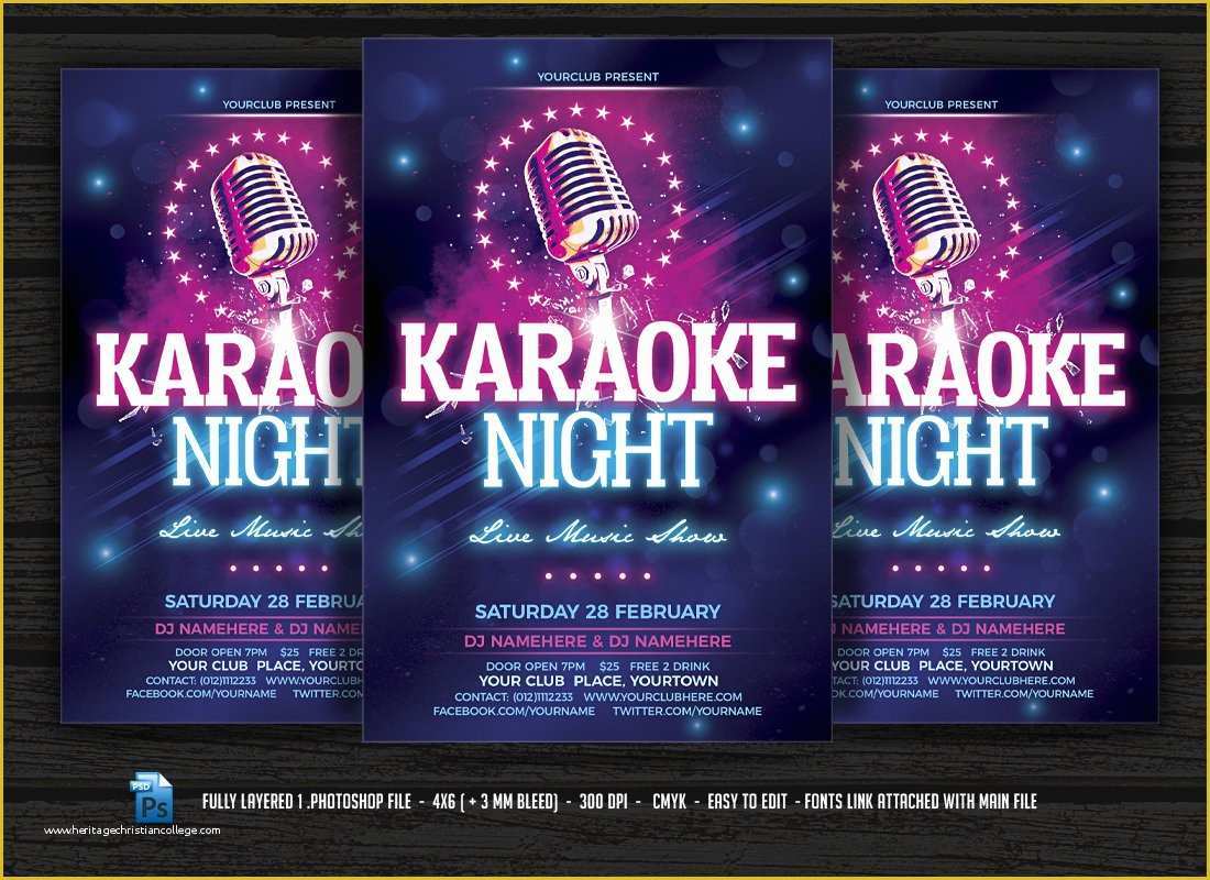 Karaoke Flyer Template Free Of Karaoke Night Flyer Templates Creative Market