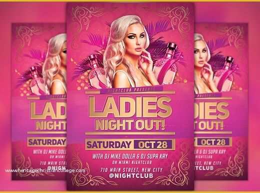 Ladies Night Out Flyer Template Free Of Free La S Night Out Flyer Template Designtube