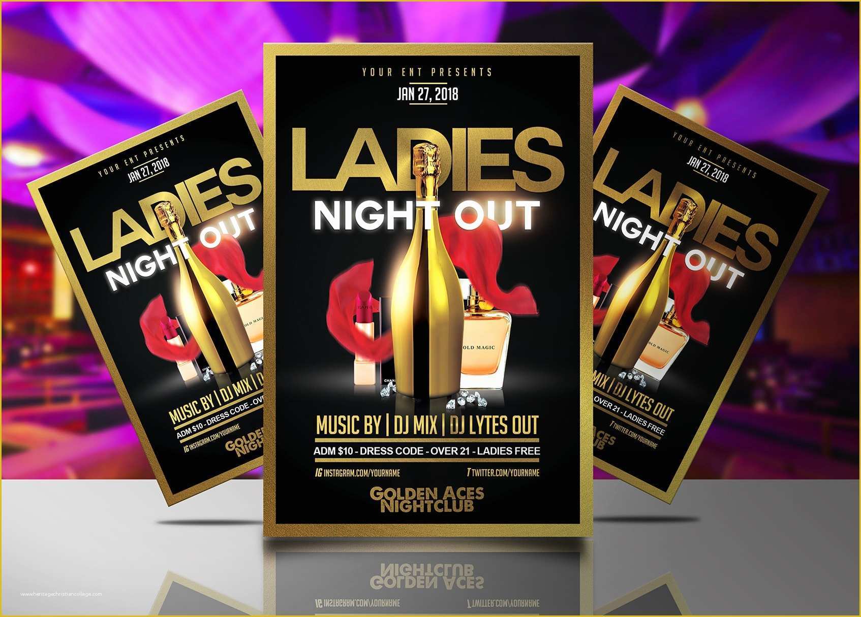Ladies Night Out Flyer Template Free Of La S Night Out Gold Flyer Template