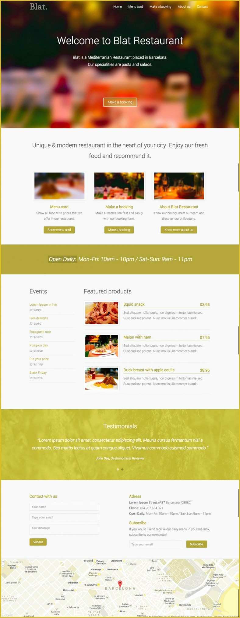 Landing Page Templates Free Download In HTML Of 10 Best Restaurant Landing Page Templates