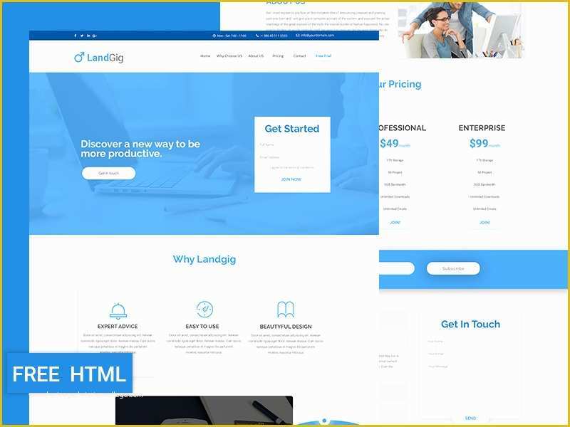 Landing Page Templates Free Download In HTML Of Landgig – Landing Page Template Free HTML by