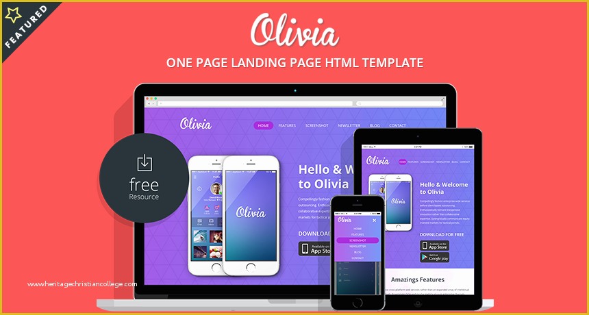 Landing Page Templates Free Download In HTML Of Olivia E Page Landing Page Bootstrap Template