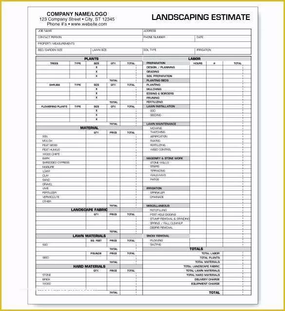 Landscape Business Plan Template Free Of 10 Landscaping Estimate Templates Doc Pdf Excel