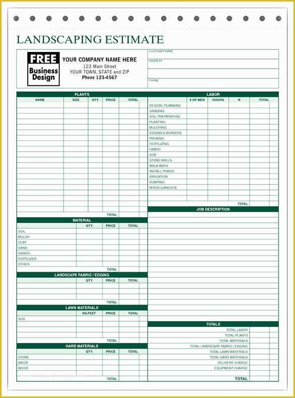 Landscape Business Plan Template Free Of 10 Landscaping Estimate Templates Doc Pdf Excel