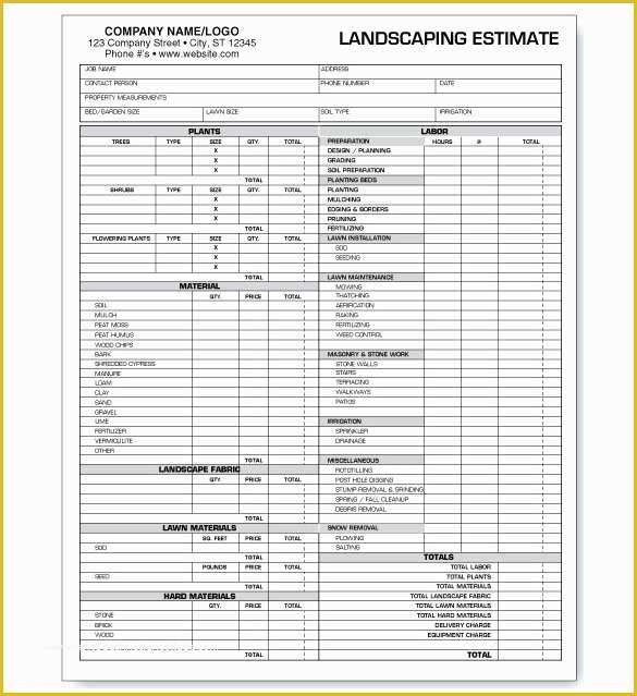 Landscape Business Plan Template Free Of Mercial Roofing Estimate Templates Templates Resume