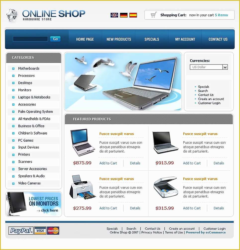 Laptop Website Templates Free Download Of Puter Store Os Merce Template Web Design Templates