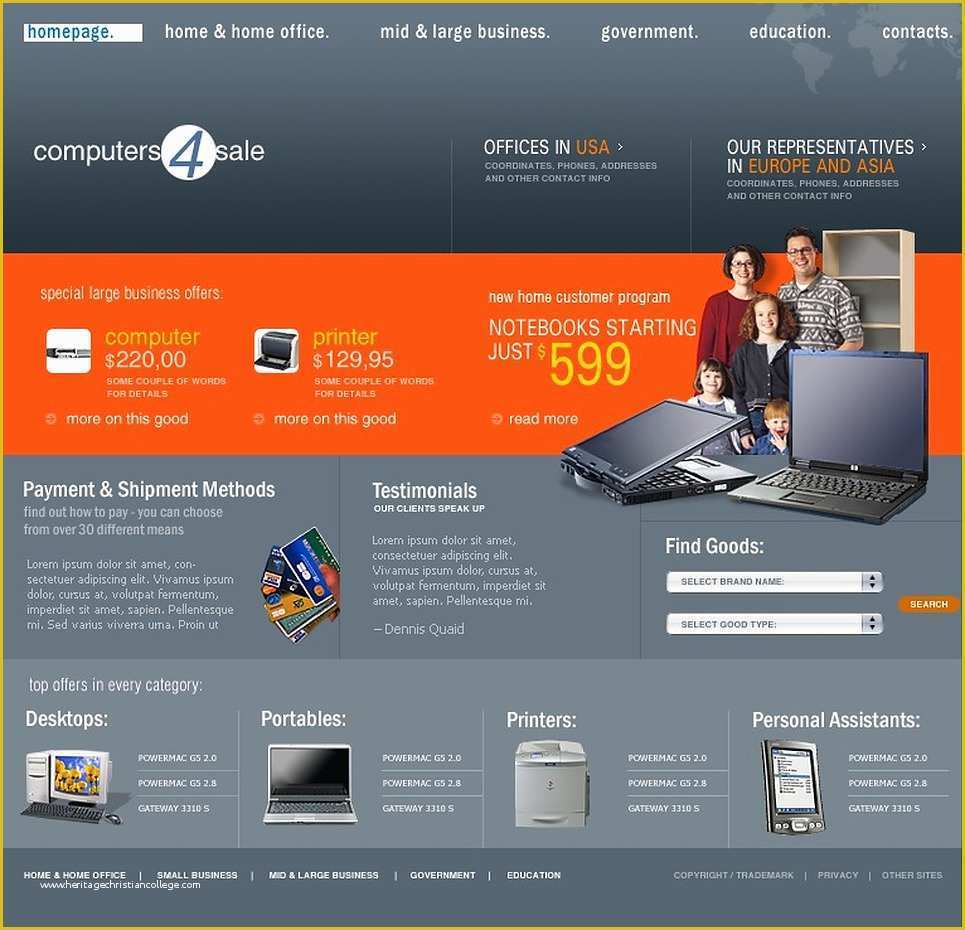 Laptop Website Templates Free Download Of Puter Store Website Template Web Design Templates