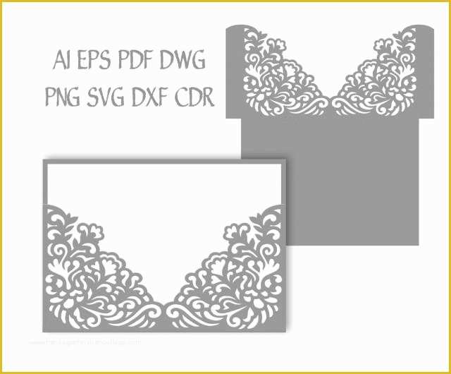 Laser Cut Templates Free Of 5x7 Wedding Invitation Pocket Envelope Svg Template