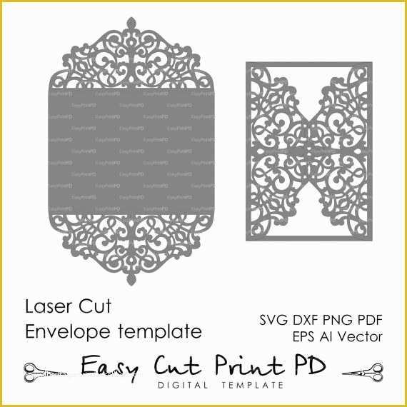 Laser Cut Templates Free Of Flourish Wedding Invitation Pattern Card 5x7" Template