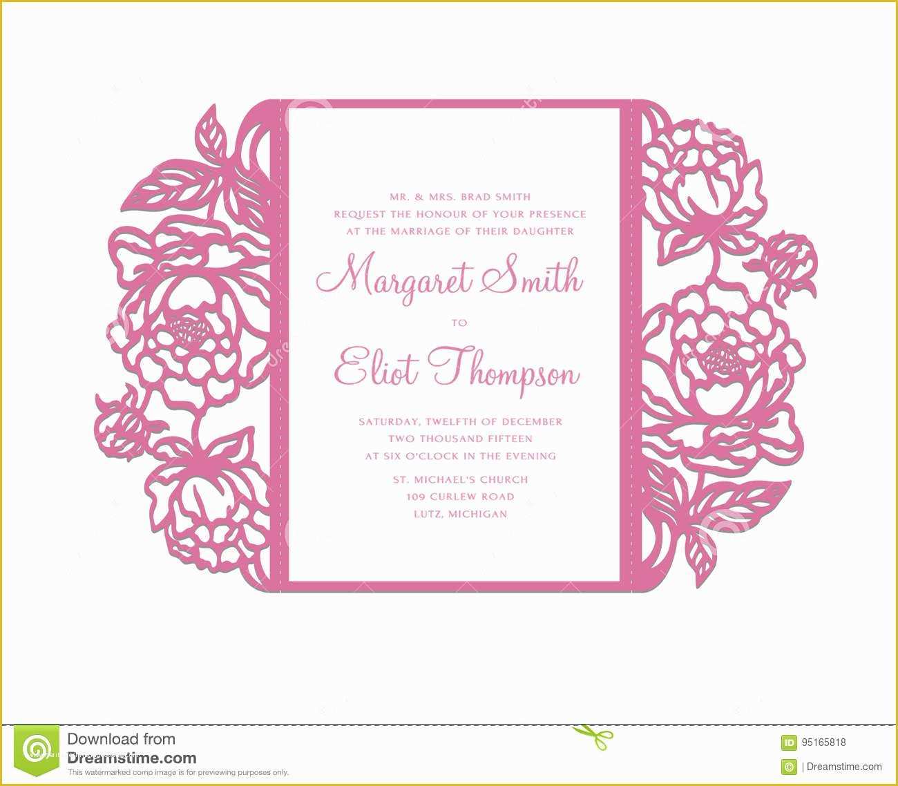 Laser Cut Templates Free Of Peonies Laser Cut Invitation Template Stock Vector Image