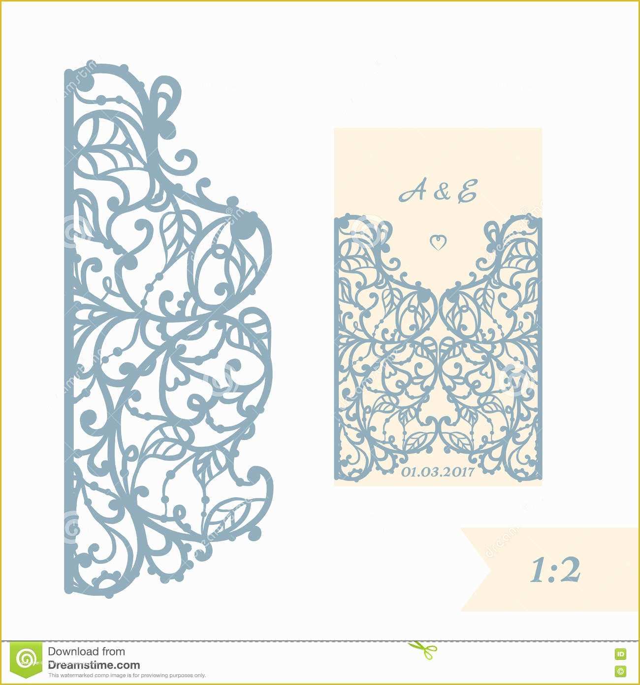 Laser Cut Templates Free Of Wedding Invitation Greeting Card with Abstract ornament