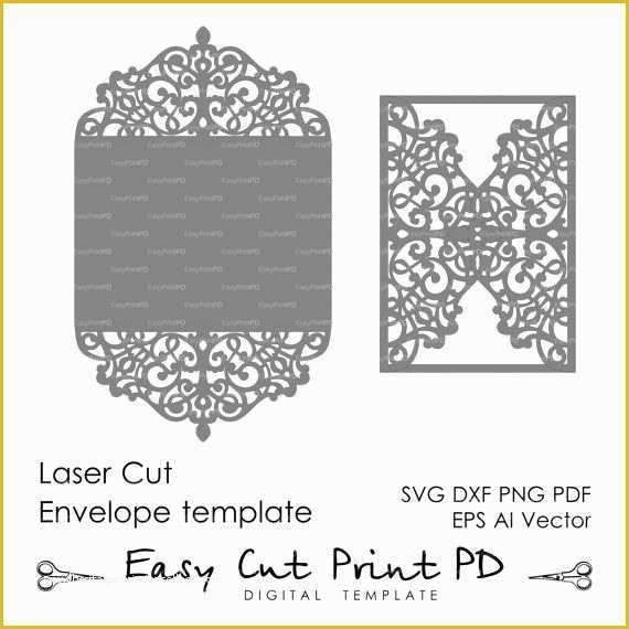 Laser Cut Wedding Invitation Templates Free Of Flourish Wedding Invitation Pattern Card 5x7" Template