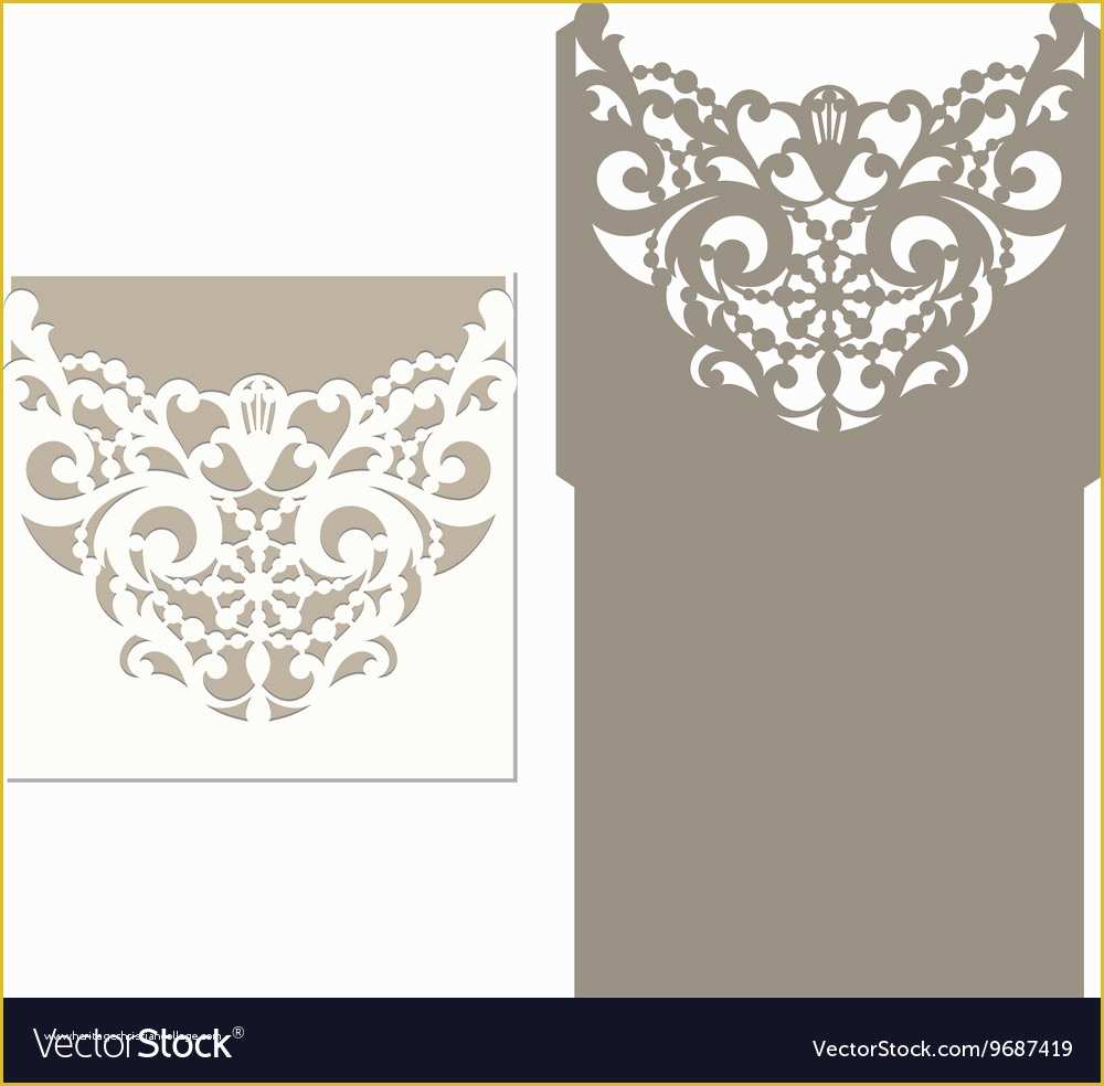 Laser Cut Wedding Invitation Templates Free Of Laser Cut Envelope Template for Invitation Vector Image