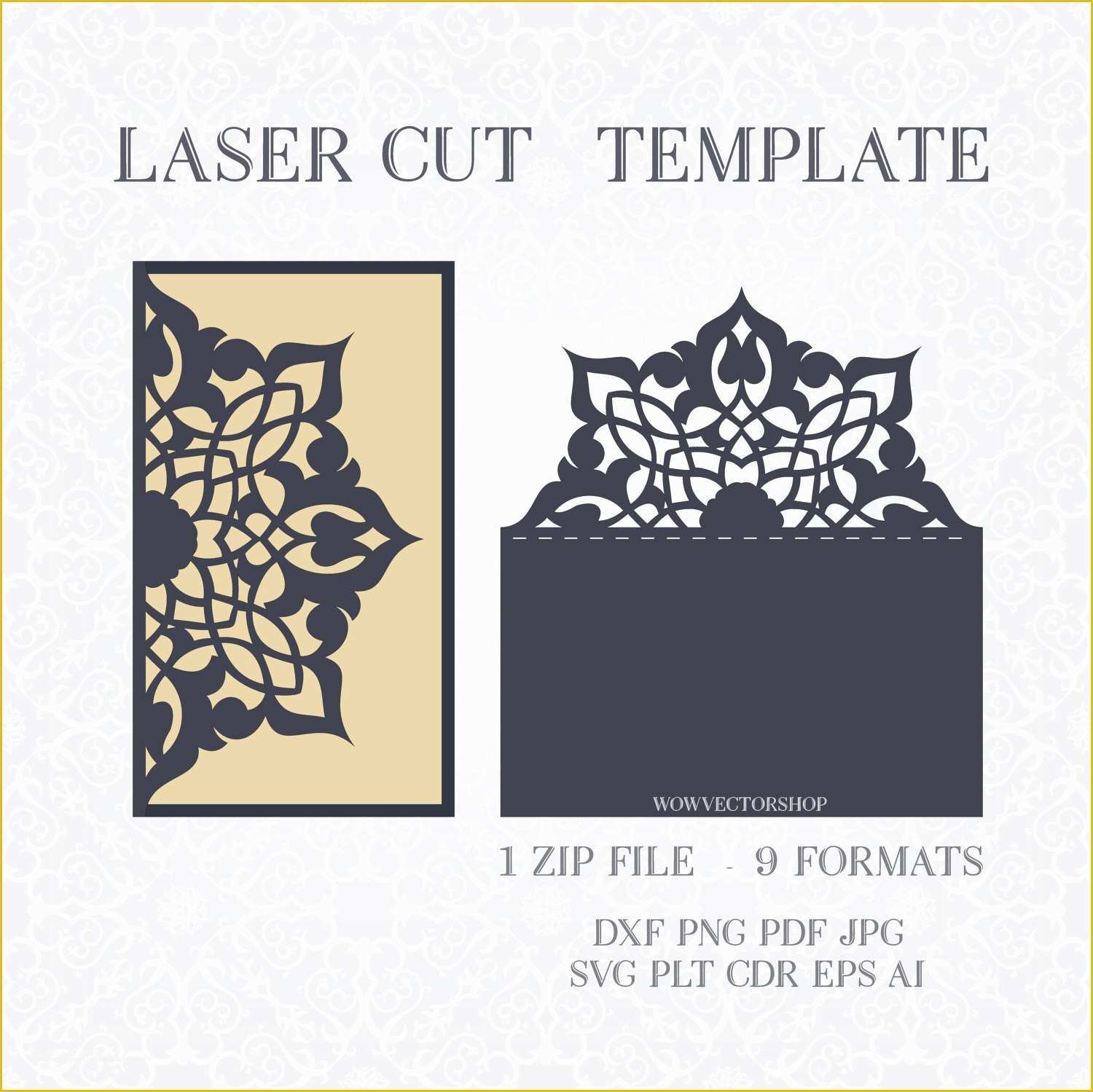 Laser Cut Wedding Invitation Templates Free Of Laser Cut Envelope Template for Wedding Invitation or Greeting