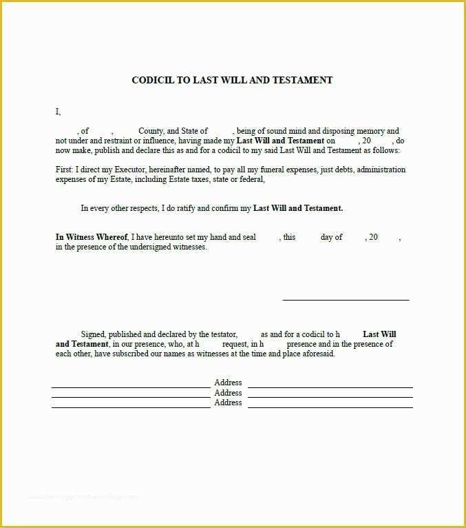 Last Will &amp; Testament Free Template Of 39 Last Will and Testament forms & Templates Template Lab