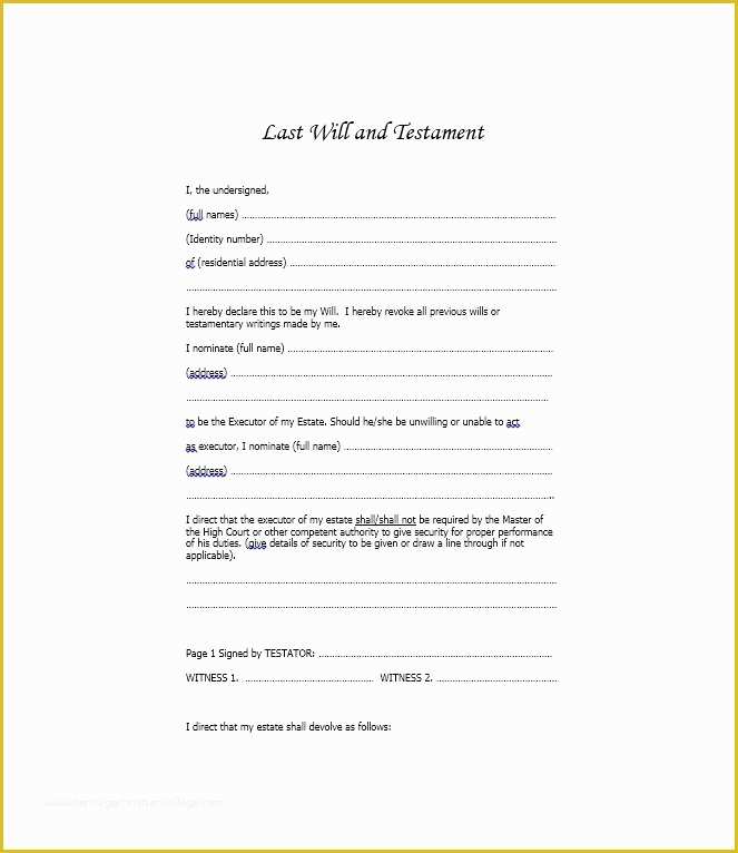 Last Will &amp; Testament Free Template Of 39 Last Will and Testament forms & Templates Template Lab