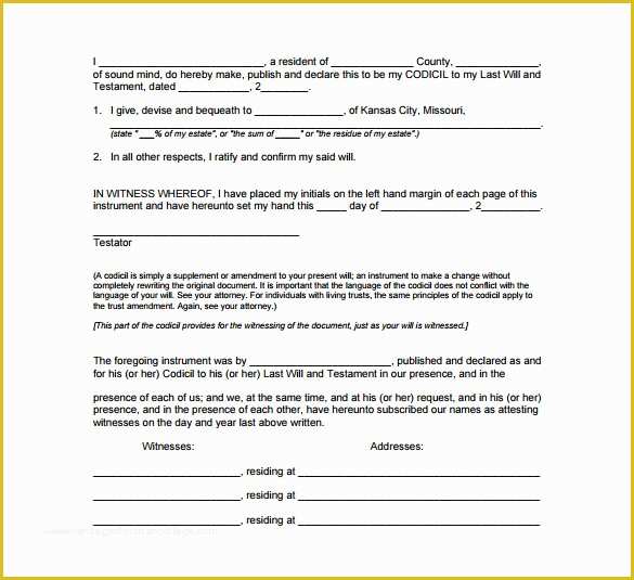 Last Will &amp; Testament Free Template Of 7 Sample Last Will and Testament forms to Download