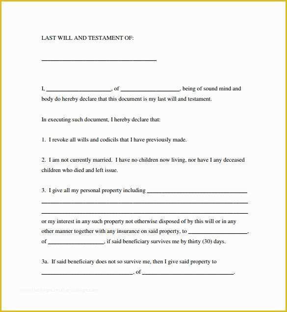 Last Will &amp; Testament Free Template Of 8 Sample Last Will and Testament forms