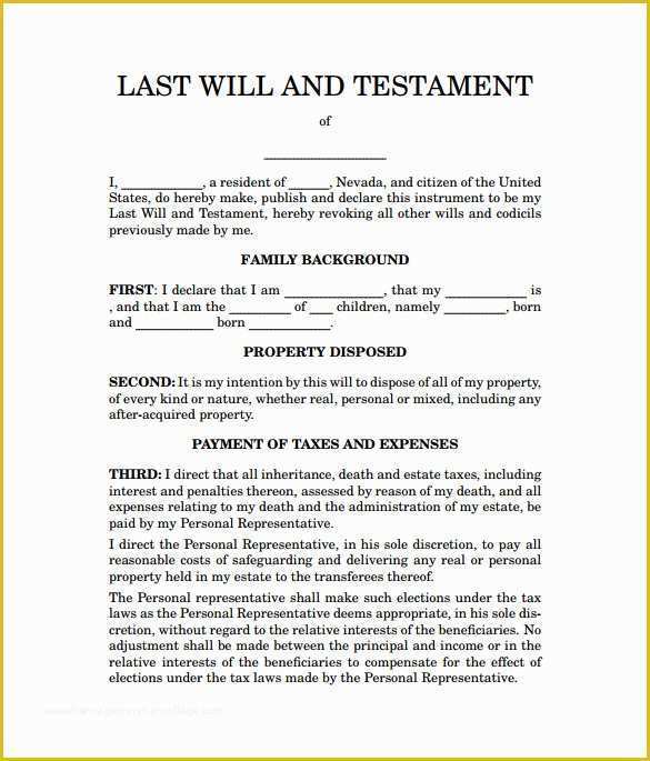 Last Will &amp; Testament Free Template Of 8 Sample Last Will and Testament forms