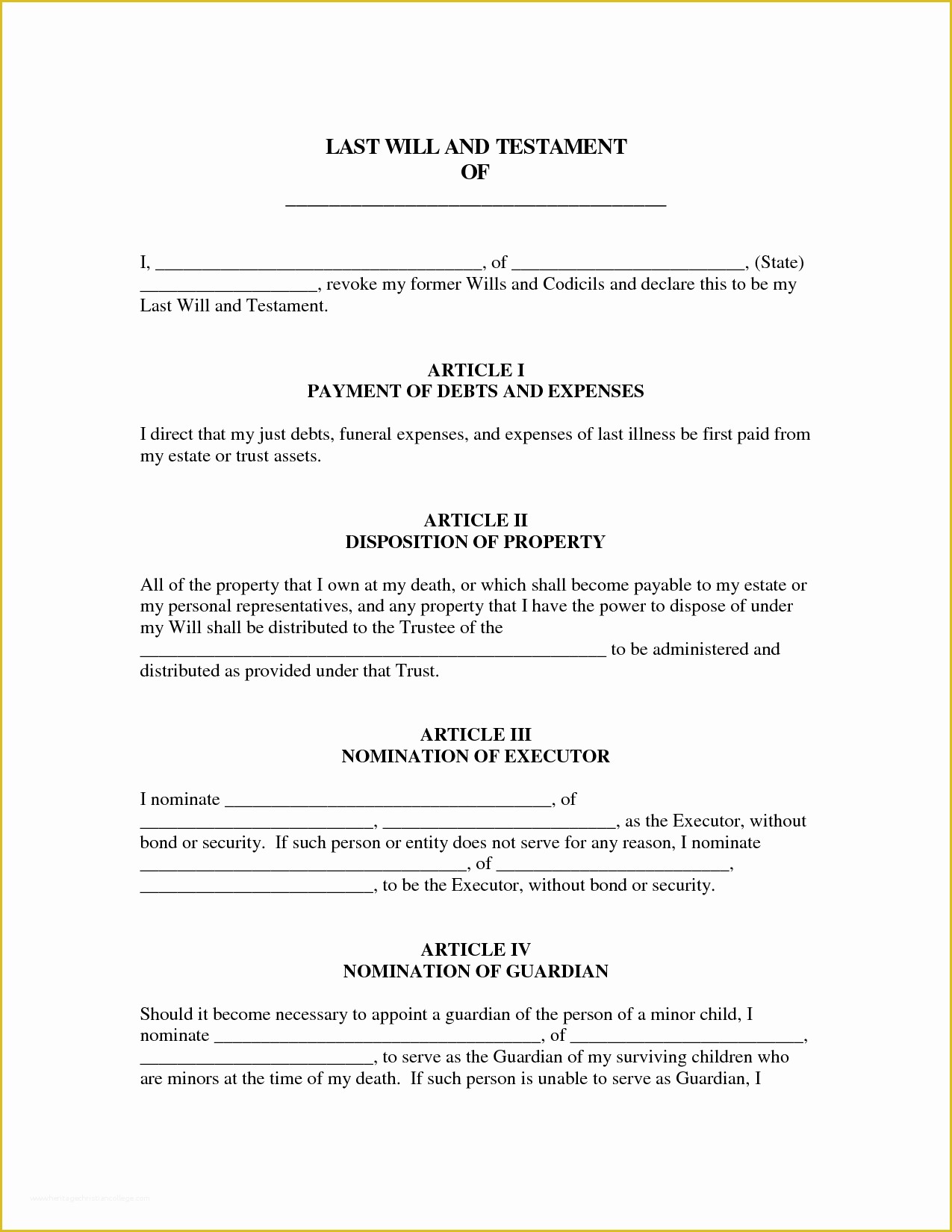 Last Will &amp; Testament Free Template Of Last Will and Testament Template Free Printable Documents