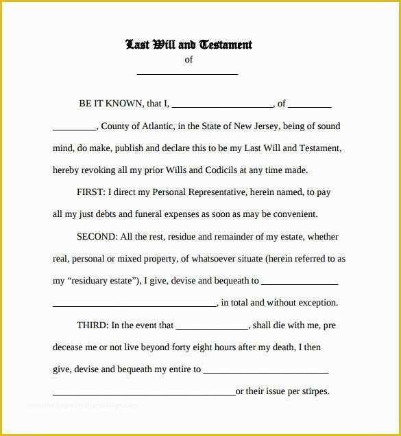 Last Will &amp; Testament Free Template Of Last Will and Testament Template