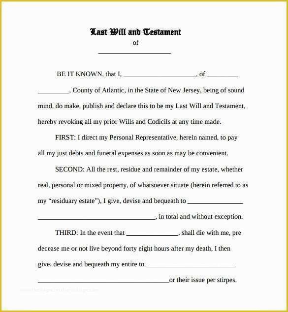 Last Will &amp;amp; Testament Free Template Of Last Will and Testament Template