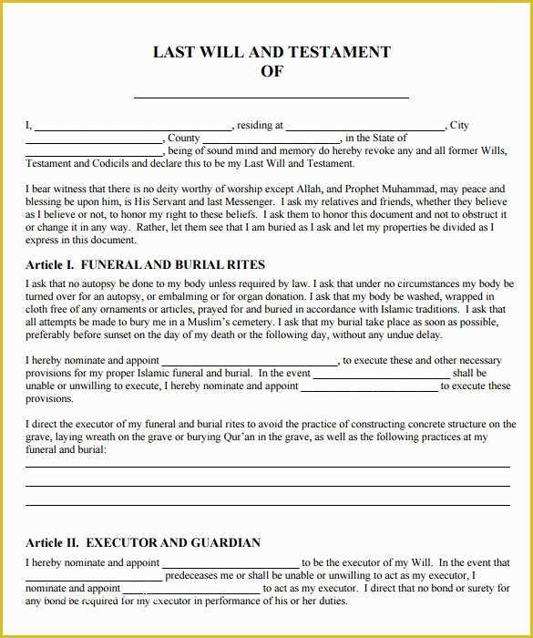 Last Will &amp; Testament Free Template Of Sample Last Will and Testament form – 9 Free Examples
