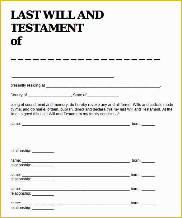 Last Will &amp; Testament Free Template Of Sample Last Will and Testament form – 9 Free Examples