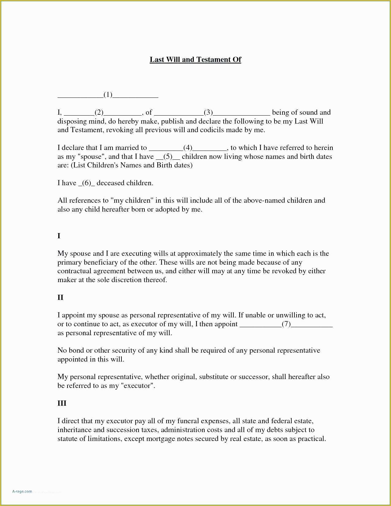 Last Will and Testament Arizona Template Free Of Free Printable Last Will and Testament forms Free