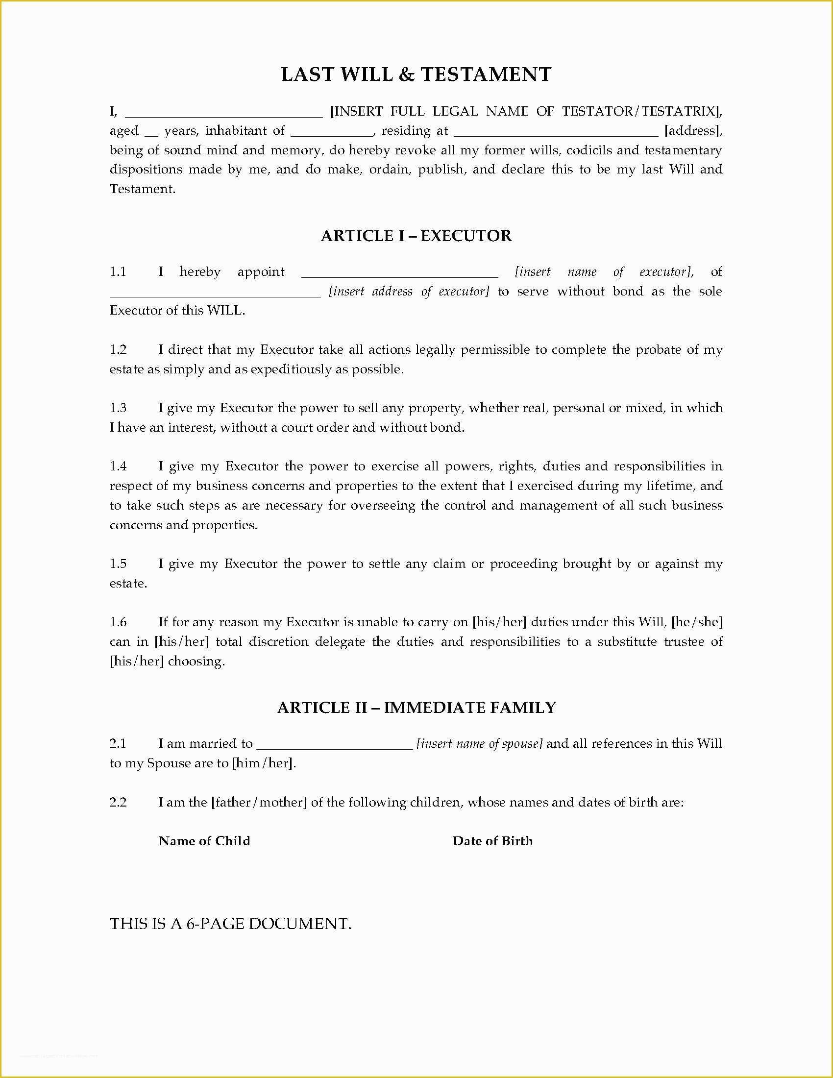 Last Will and Testament Arizona Template Free Of India Last Will and
