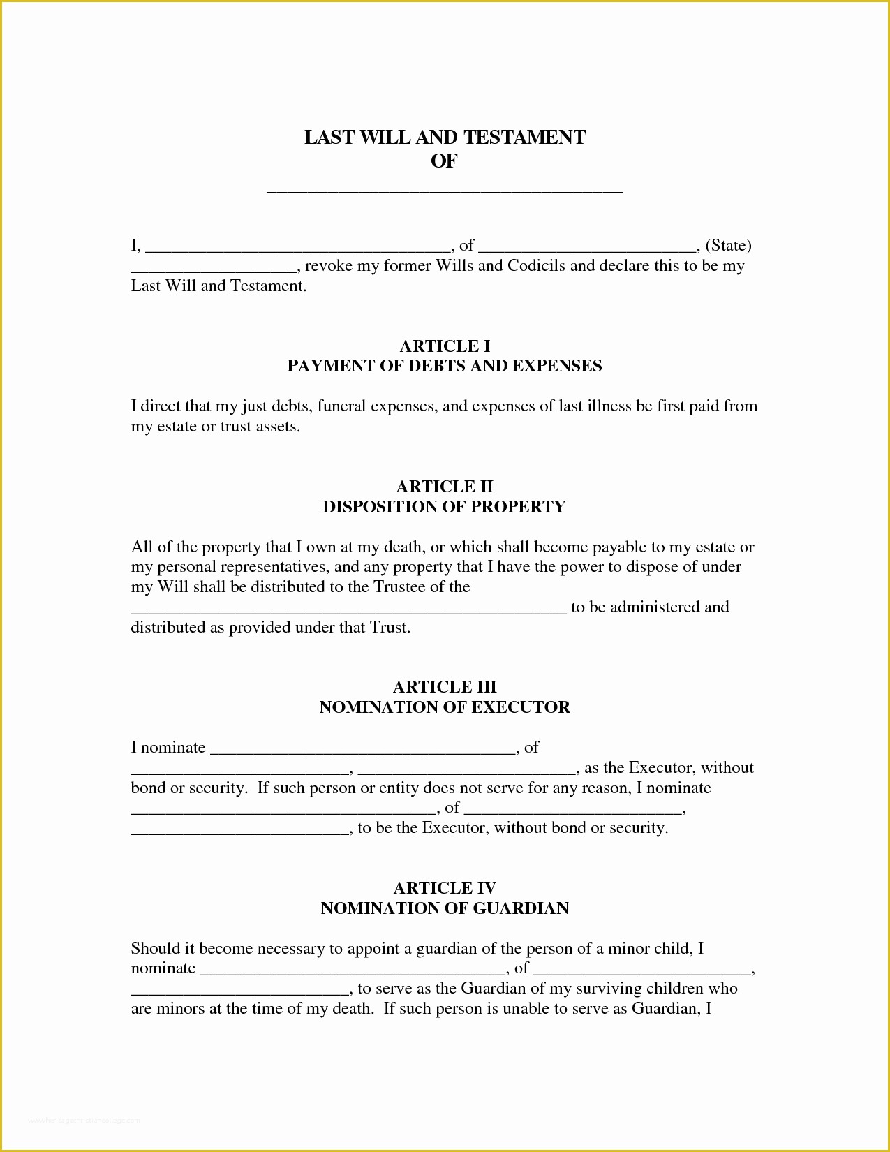 Last Will and Testament Arizona Template Free Of Last Will and Testament Template Free Printable Documents