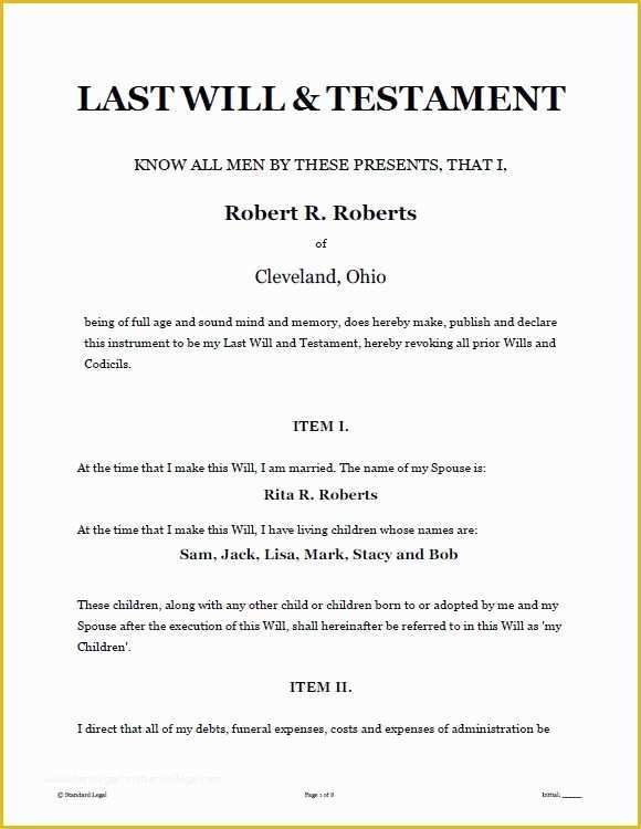 Last Will And Testament Arizona Template Free Of Printable Sample Last 