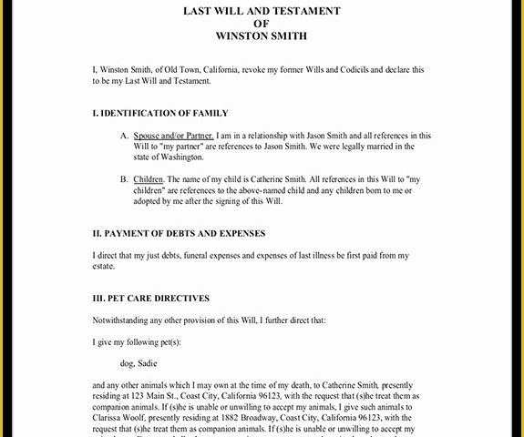 Last Will and Testament Arizona Template Free Of Same Estate Planning Lgbt Will