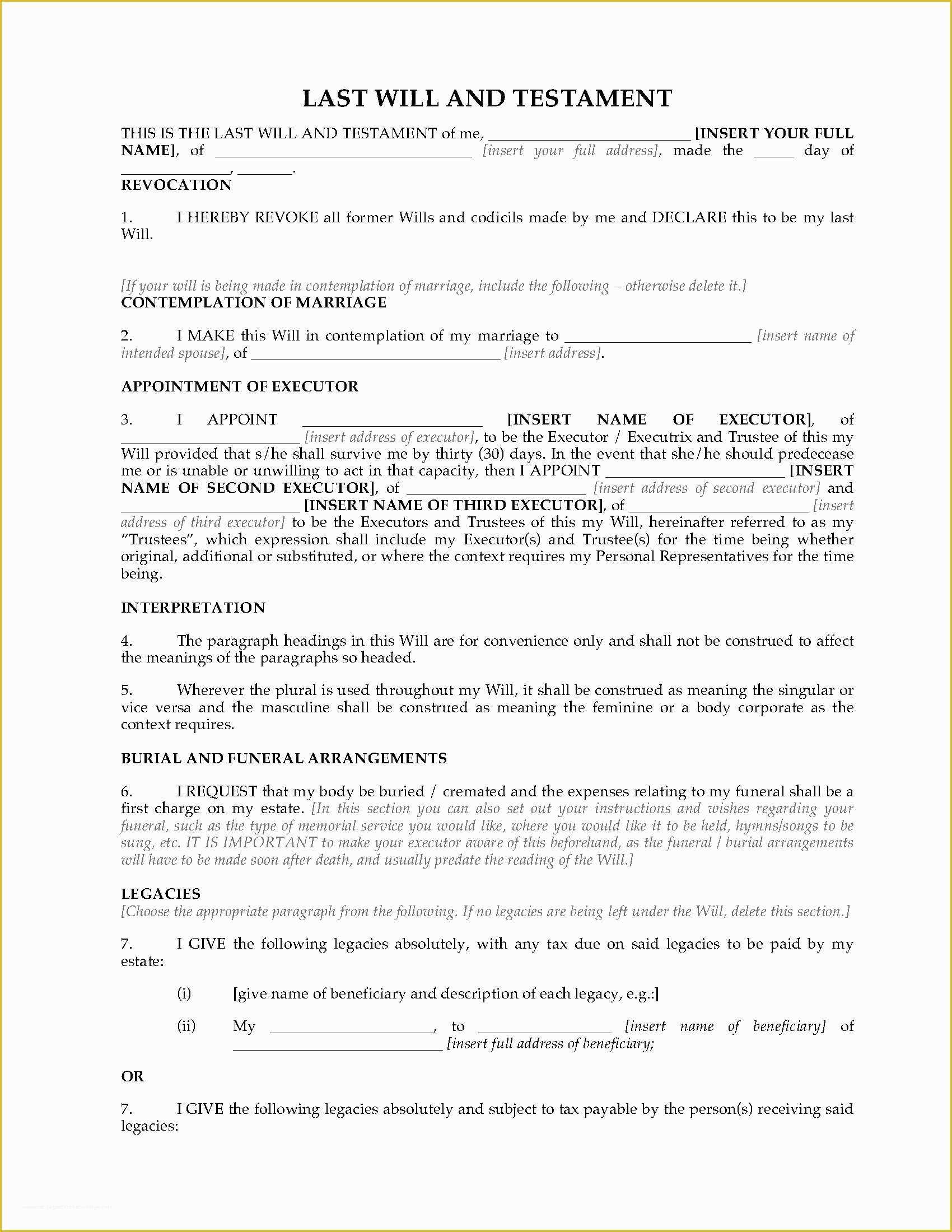 Last Will and Testament Arizona Template Free Of United Kingdom Legal Will Kit
