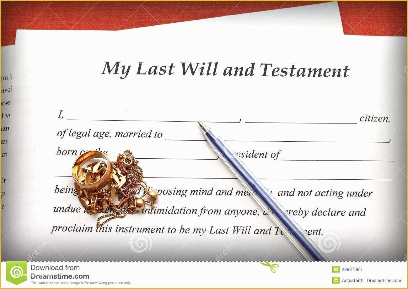Last Will and Testament Australia Template Free Of Last Will and Testament form with Gold Jewelry Red