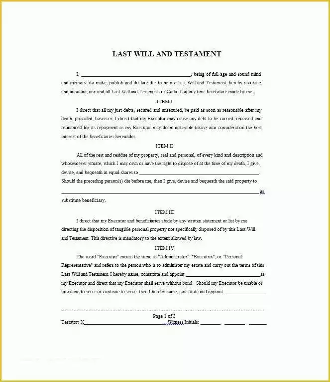 Last Will and Testament Australia Template Free Of Last Will and Testament