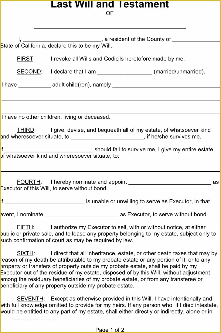 Last Will and Testament Australia Template Free Of 39 Last ...