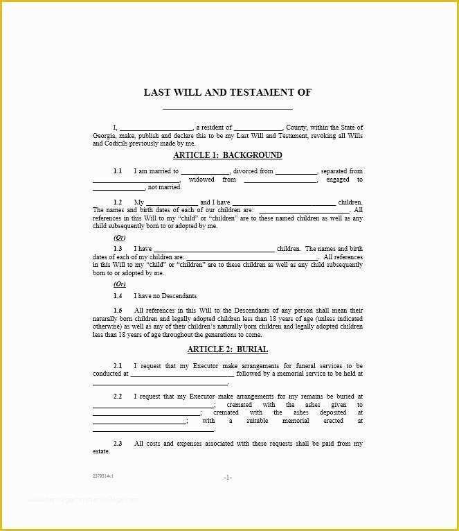 Last Will and Testament Free Template Of 39 Last Will and Testament forms &amp; Templates Template Lab