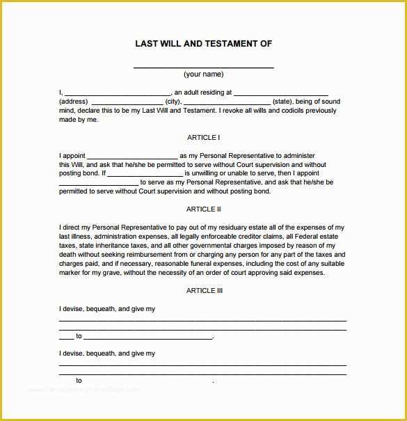 Last Will and Testament Free Template Of 7 Sample Last Will and Testament forms to Download