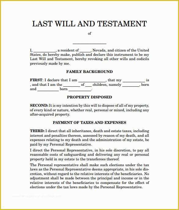 Last Will and Testament Free Template Of 8 Sample Last Will and Testament forms