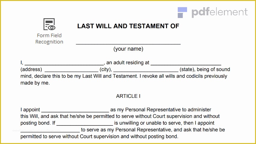 Last Will and Testament Free Template Of Last Will and Testament form Free Download Create Edit
