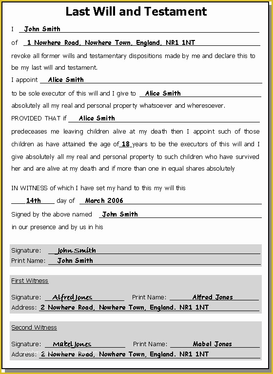 Last Will and Testament Free Template Of Last Will and Testament Template