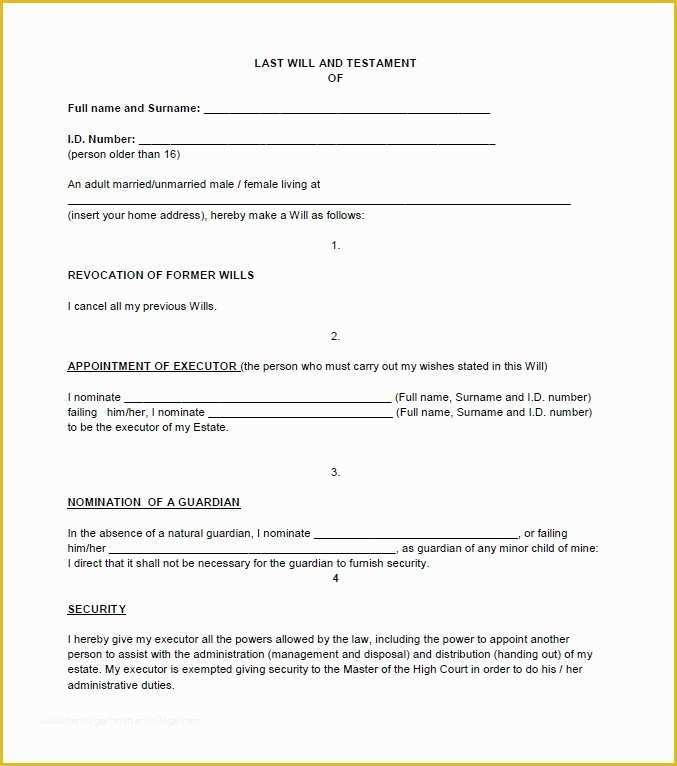 Last Will and Testament Free Template Single No Children Of 39 Last Will and Testament forms & Templates Template Lab