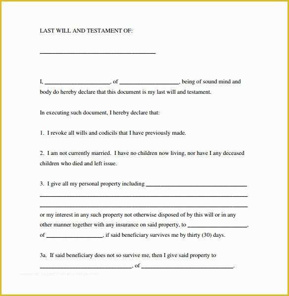 Last Will and Testament Free Template Single No Children Of 7 Sample Last Will and Testament forms to Download