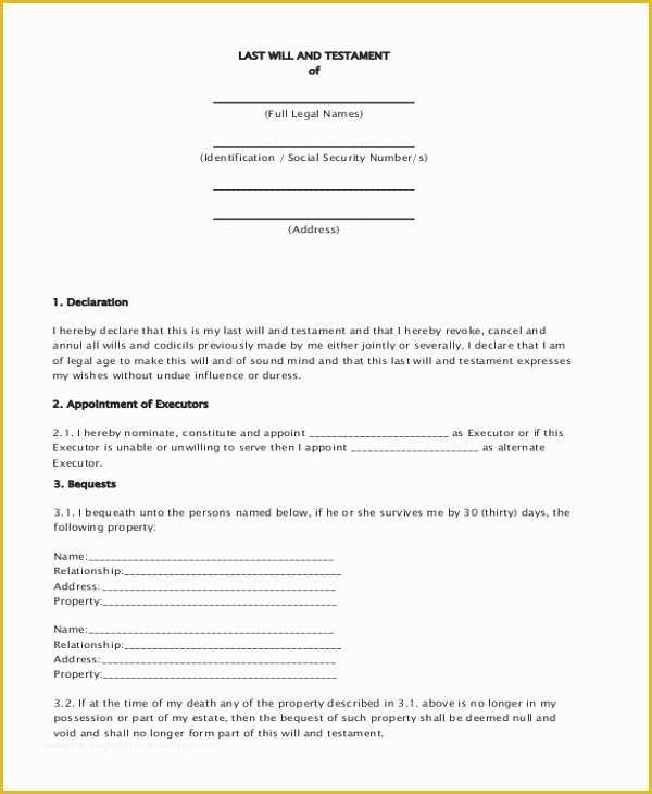 Last Will and Testament Free Template Single No Children Of Sample Free Will form 9 Free Documents In Pdf