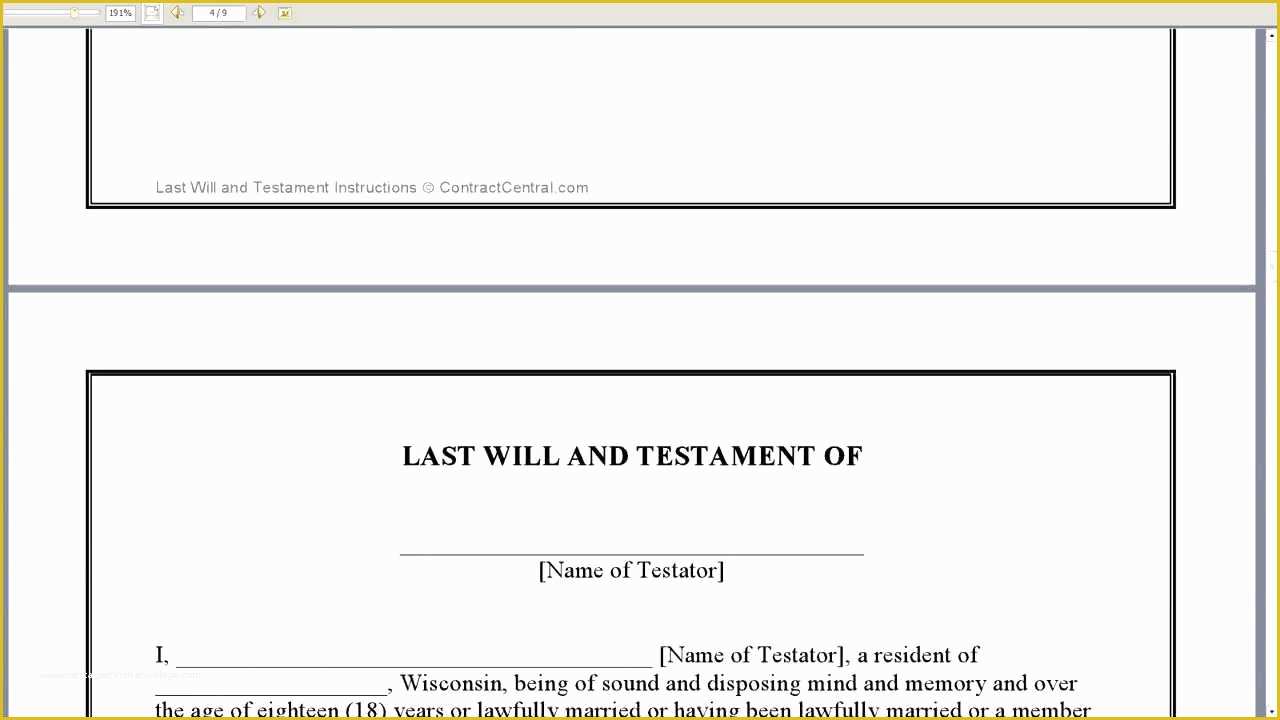 Last Will and Testament Free Template Single No Children Of Wisconsin Last Will and Testament Married Adult with Adult
