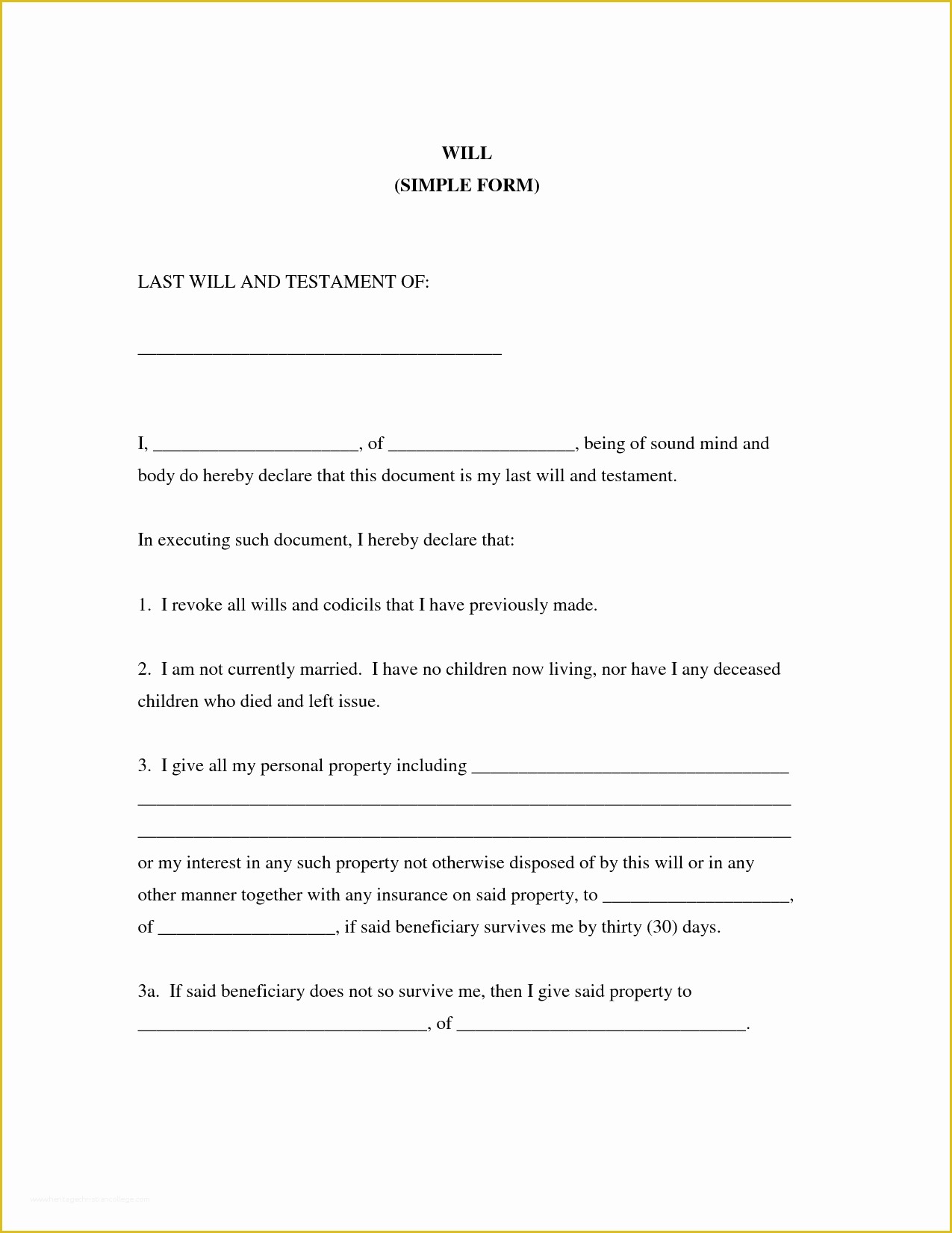 Last Will and Testament Free Template Tennessee Of Best S Of Simple Will forms Free Free Printable