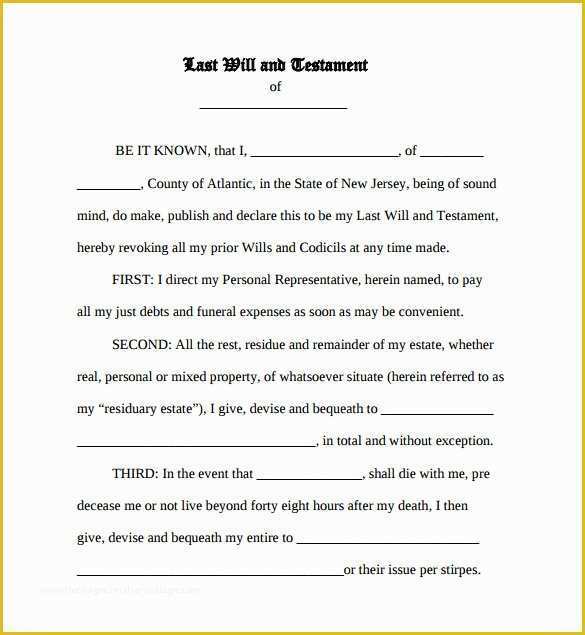 Last Will and Testament Free Template Tennessee Of Last Will and Testament form Pdf